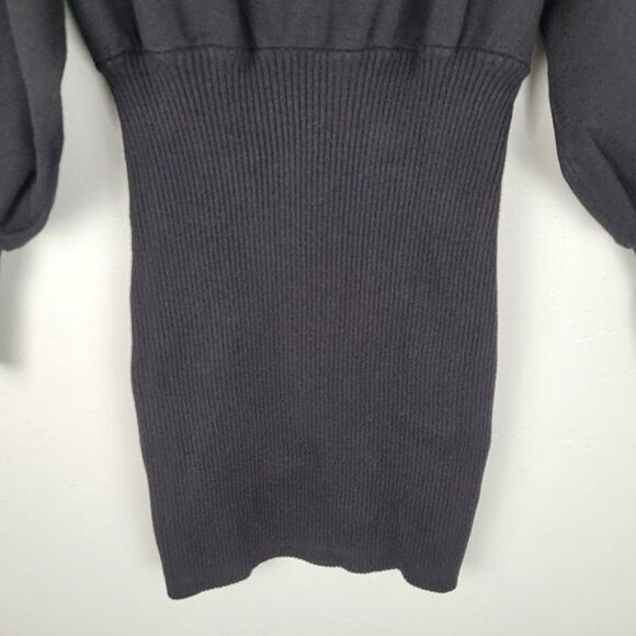Beginning Boutique Size 12 Mini Sweater Dress Long Balloon Sleeve Black - Picture 3 of 10